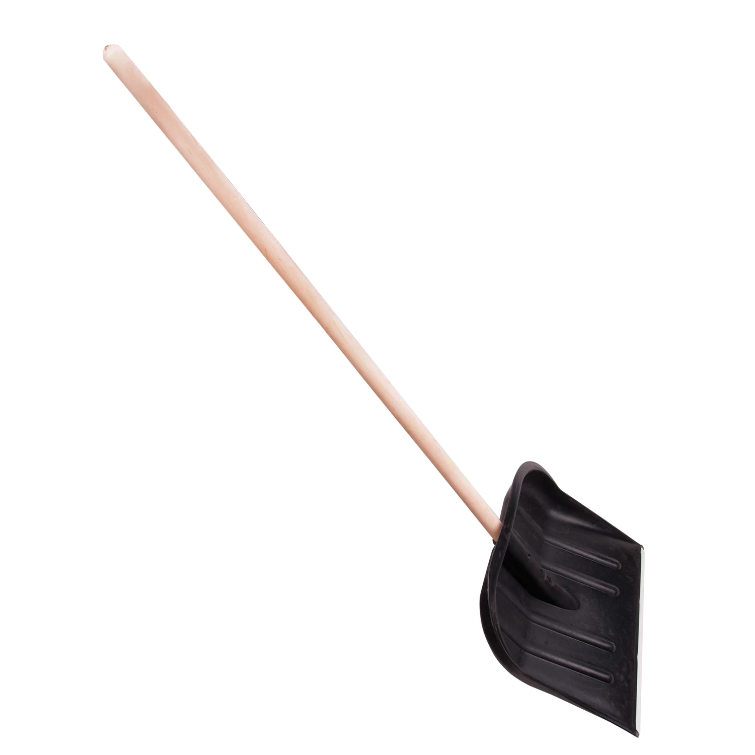 Лопата снеговая пластиковая 46 х 40 см c деревянным черенком 120 см и алюминиевой планкой, №2